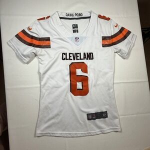Nike White and Orange Cleveland Women's Jersey